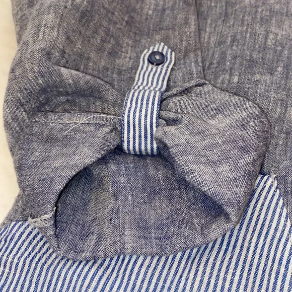 For Cynthia Blue Linen/Cotton Blend 2-Pocket Tunic - Picture 6 of 9